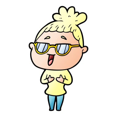 vektör çizim karikatür mutlu kadın