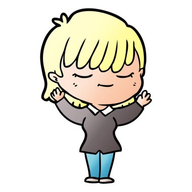 Çizgi filmdeki kadının vektör çizimi