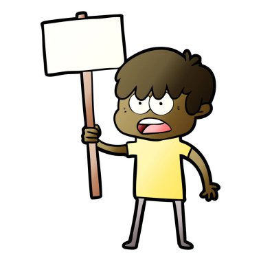 endişeli çizgi film çocuk vektör çizim