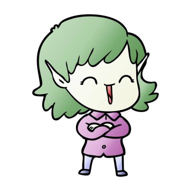vektör çizim karikatür elf kızı