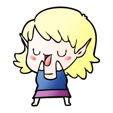 vektör çizim karikatür elf kızı