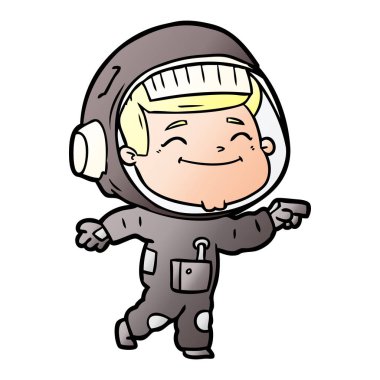 mutlu karikatür astronot vektör çizim