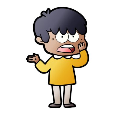 endişeli çizgi film çocuk vektör çizim