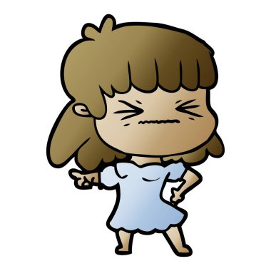 vektör çizim karikatür kızgın kız