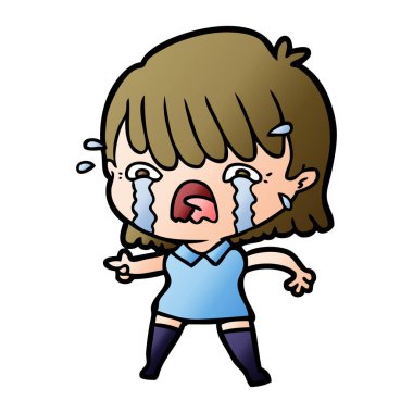 vektör çizim karikatür kız ağlıyor