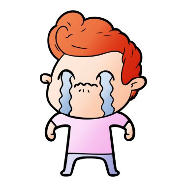 vektör çizim karikatür adam ağlıyor