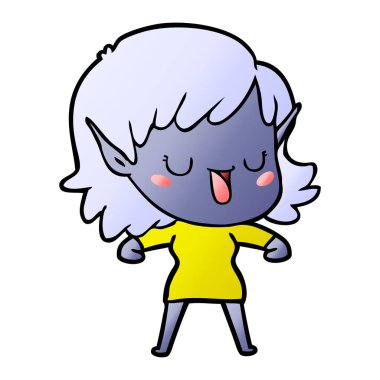 vektör çizim karikatür elf kızı