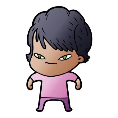 vektör çizim karikatür mutlu kadın