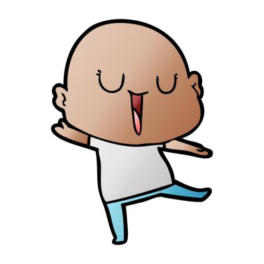 mutlu karikatür kel adam