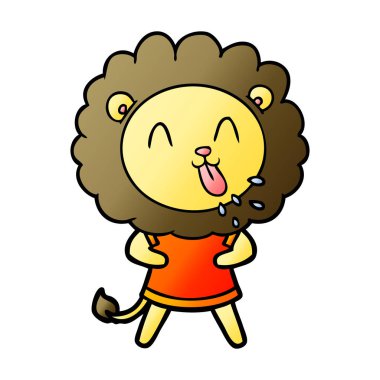 mutlu karikatür aslan vektör çizim