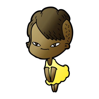 sevimli çizgi kız hippi saç kesimi ile