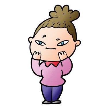 Çizgi filmdeki kadının vektör çizimi