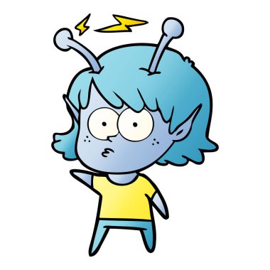 vektör çizim karikatür uzaylı kız