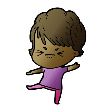 Çizgi filmdeki kadının vektör çizimi