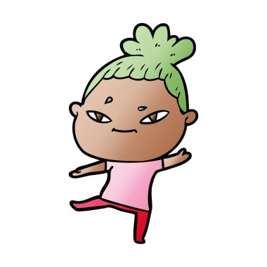 Çizgi filmdeki kadının vektör çizimi