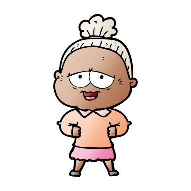 karikatür mutlu yaşlı kadın