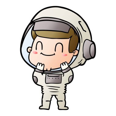 mutlu karikatür astronot vektör çizim
