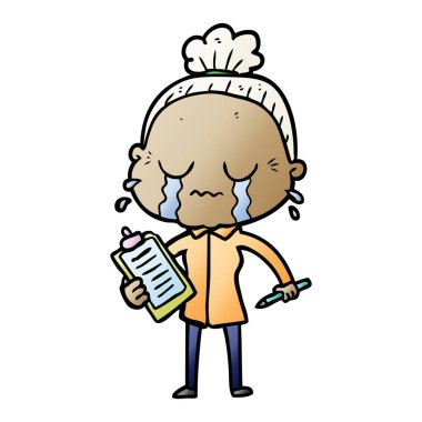 çizgi film ağlayan yaşlı kadın