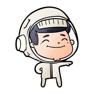 mutlu karikatür astronot vektör çizim
