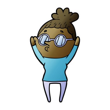 Çizgi filmdeki gözlüklü kadın