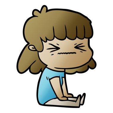 Çizgi filmdeki kadının vektör çizimi