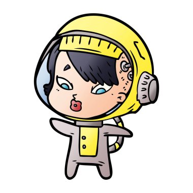 vektör çizim karikatür astronot kadın