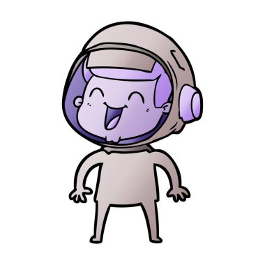 mutlu karikatür astronot vektör çizim