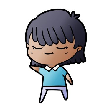 Çizgi filmdeki kadının vektör çizimi