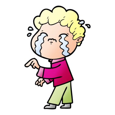 vektör çizim karikatür adam ağlıyor