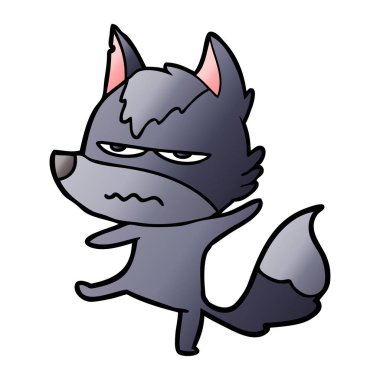 vektör çizim karikatür rahatsız kurt