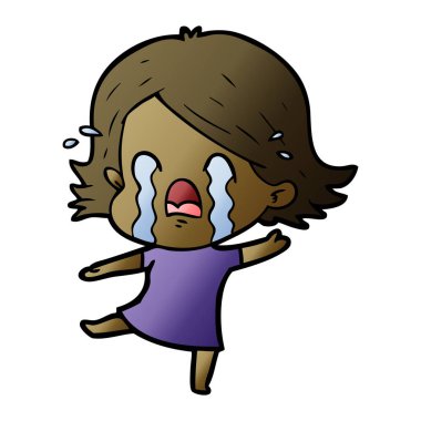 vektör çizim karikatür kadının ağladığını