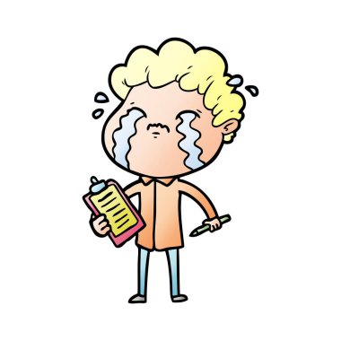 vektör çizim karikatür adam ağlıyor