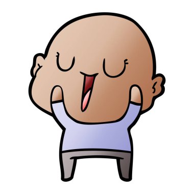 mutlu karikatür kel adam