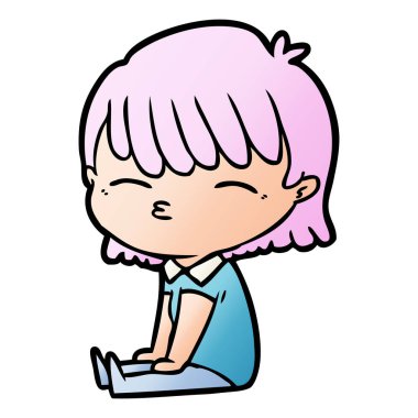 Çizgi filmdeki kadının vektör çizimi