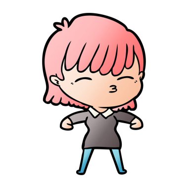 Çizgi filmdeki kadının vektör çizimi