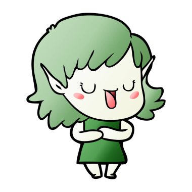 vektör çizim karikatür elf kızı