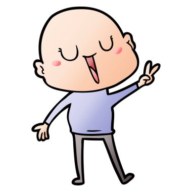 mutlu karikatür kel adam