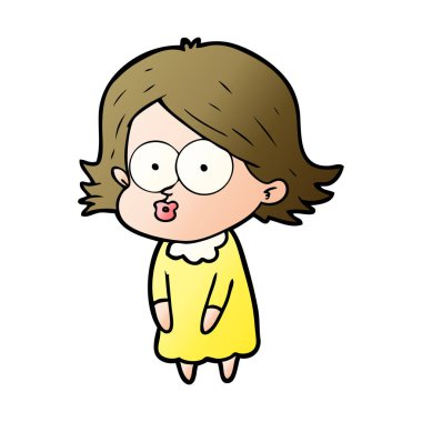 surat asmayı çizgi film kız vektör çizim