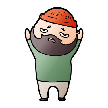 Sakallı endişeli adam çizgi film