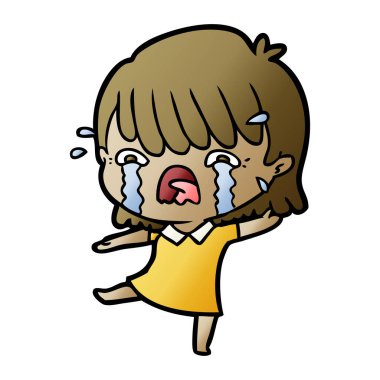 vektör çizim karikatür kız ağlıyor