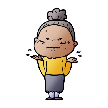 karikatür rahatsız yaşlı kadın