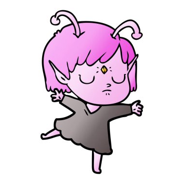 vektör çizim karikatür uzaylı kız