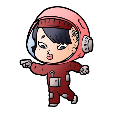 vektör çizim karikatür astronot kadın