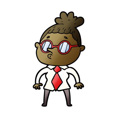 Çizgi filmdeki gözlüklü kadın