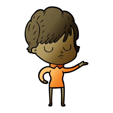 Çizgi filmdeki kadının vektör çizimi