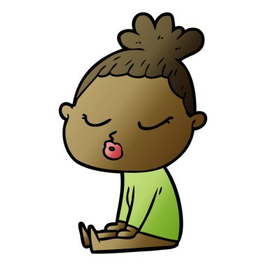 vektör çizim karikatür sakin kadın