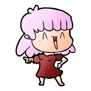 Çizgi filmdeki kadının vektör çizimi