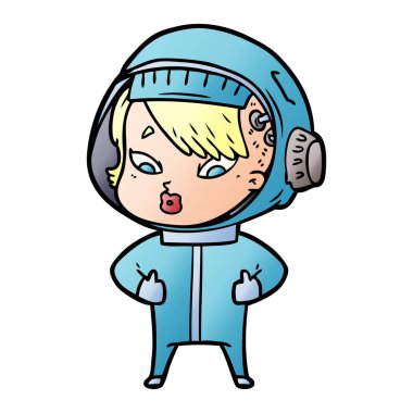 vektör çizim karikatür astronot kadın