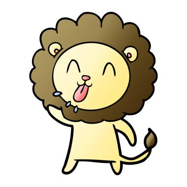 mutlu karikatür aslan vektör çizim