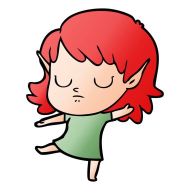 vektör çizim karikatür elf kızı